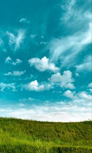 Превью обои трава, небо, облака, минимализм