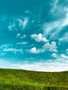 Превью обои трава, небо, облака, минимализм