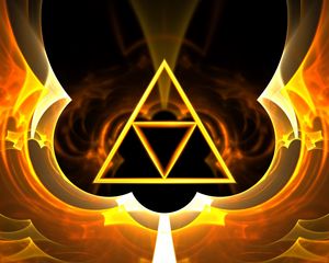 Превью обои треугольник, символ, свечение, абстракция, геометрический