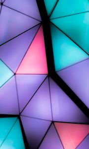 Превью обои треугольники, объем, фрагменты, разноцветный, подсветка