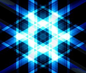 Превью обои треугольники, полосы, свечение, абстракция, синий