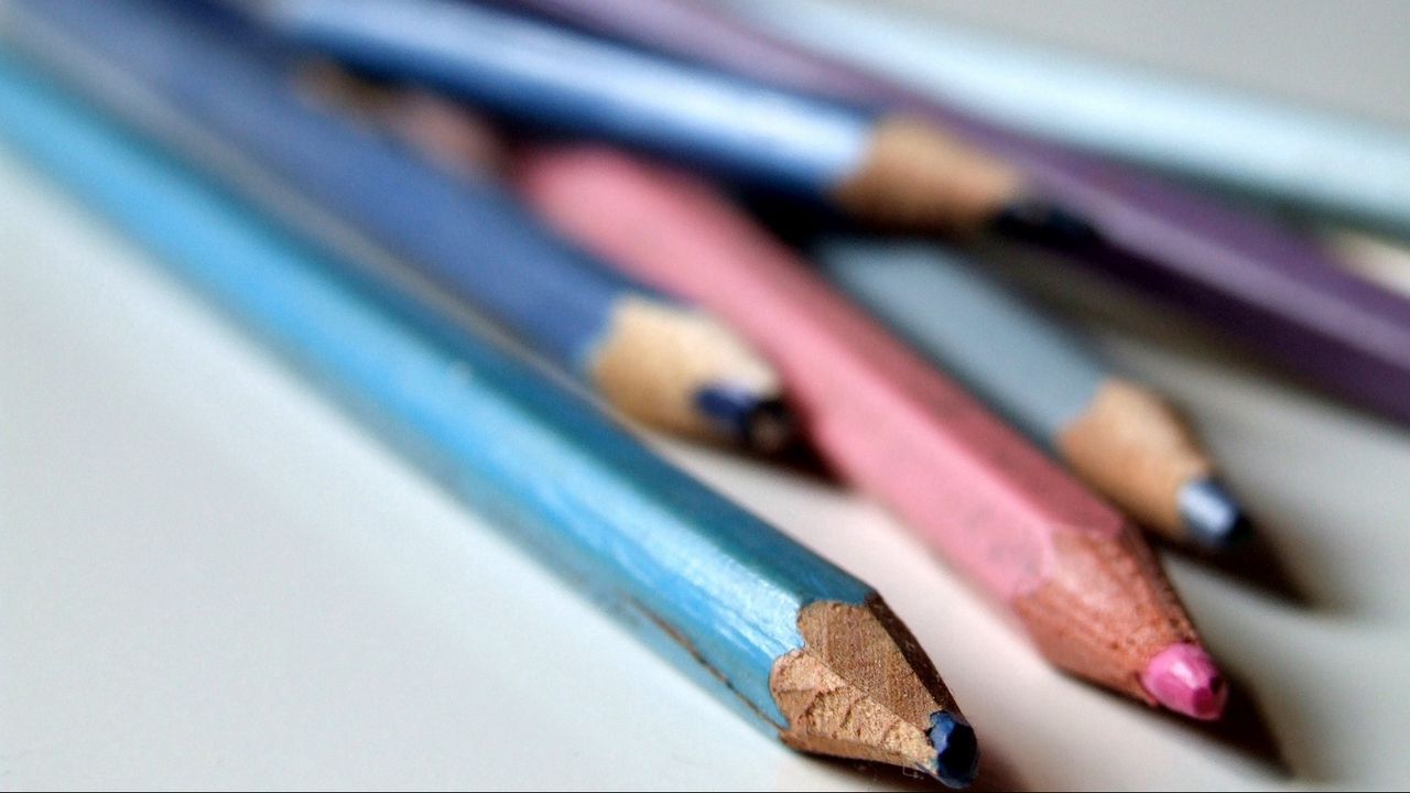 Обои цветные карандаши, набор, острие, заточенный