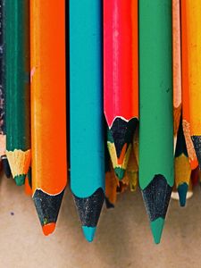 Превью обои цветные карандаши, набор, разноцветный, заточенный
