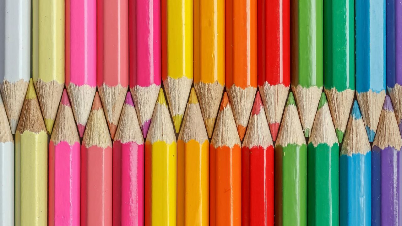 Обои цветные карандаши, набор, цвета, яркий