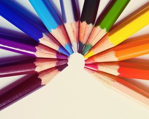 Превью обои цветные карандаши, полукруг, стержень, радужный
