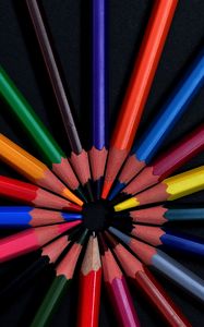 Превью обои цветные карандаши, разноцветный, карандаши, заточенный