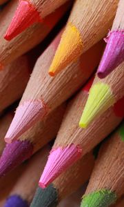 Превью обои цветные карандаши, заточенные, разноцветный, острие