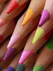 Превью обои цветные карандаши, заточенные, разноцветный, острие