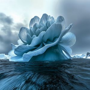 Превью обои цветок, айсберг, море, синий