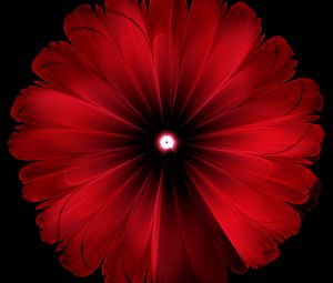 Превью обои цветок, красный, свечение, фрактал, цифровой, абстракция