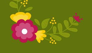 Превью обои цветы, арт, вектор, ветки, листья