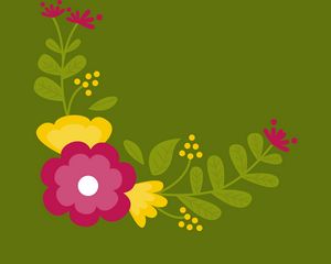 Превью обои цветы, арт, вектор, ветки, листья