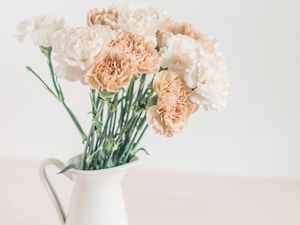 Превью обои цветы, букет, ваза, белый, светлый