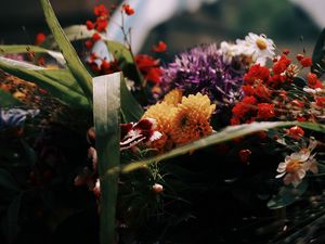 Превью обои цветы, букет, замок, размытие