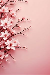 Превью обои цветы, лепестки, ветки, розовый