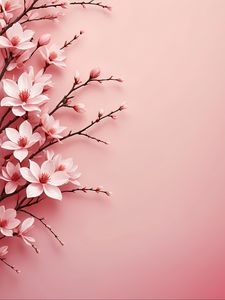 Превью обои цветы, лепестки, ветки, розовый