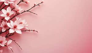 Превью обои цветы, лепестки, ветки, розовый