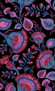 Превью обои цветы, узоры, яркий, листья