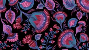 Превью обои цветы, узоры, яркий, листья