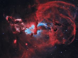 Превью обои туманность, галактика, космос, свечение, разноцветный