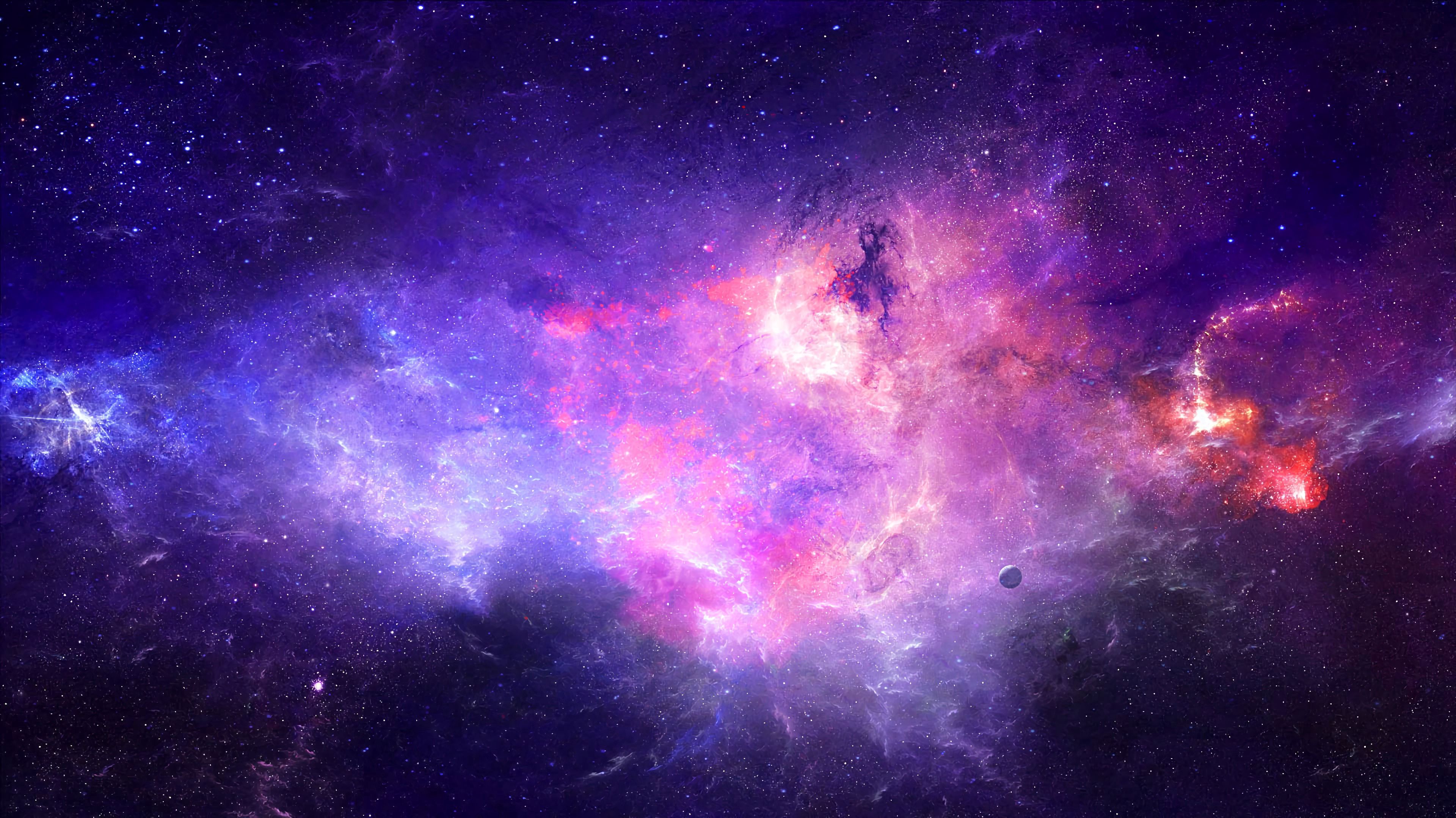 3840x2160 туманность, галактика, свет, свечение, космос обои 