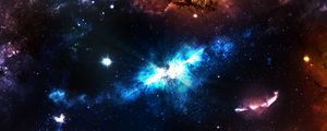 Превью обои туманность, галактика, звезды, космос, разноцветный