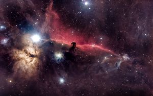 Превью обои туманность конская голова, галактика, космос, звезды, облака, вселенная