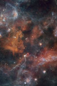 Превью обои туманность, космос, звезды, коричневый