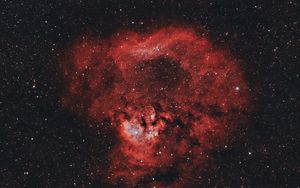 Превью обои туманность, космос, звезды, свечение, красный