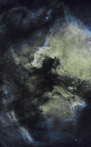 Превью обои туманность, облака, звезды, свет, космос