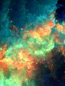 Превью обои туманность, облако, разноцветный, искры, абстракция