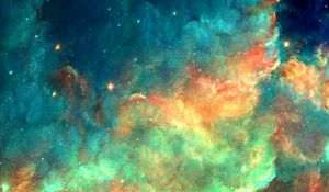 Превью обои туманность, облако, разноцветный, искры, абстракция