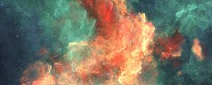 Превью обои туманность, облако, разноцветный, пламенный, искры, абстракция