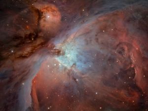 Превью обои туманность ориона, сияние, звезды, космос