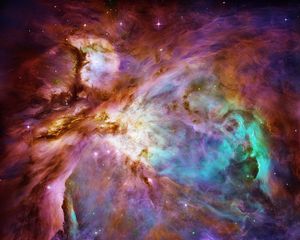 Превью обои туманность, разноцветный, звезды, космос