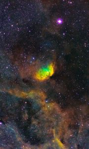 Превью обои туманность, свечение, галактика, звезды, блики, космос