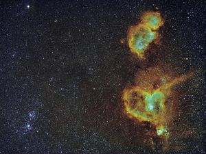 Превью обои туманность, свечение, звезды, космос