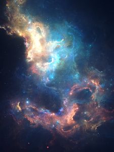 Превью обои туманность, светящийся, космос, галактика, звезды, яркий, цветной
