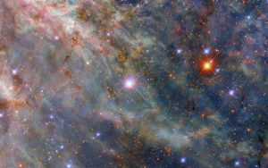 Превью обои туманность тарантул, звезды, свечение, туманность, облака, космос