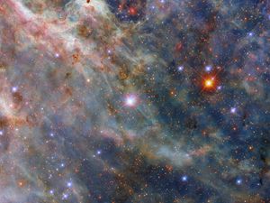 Превью обои туманность тарантул, звезды, свечение, туманность, облака, космос