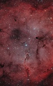 Превью обои туманность, звезды, блеск, красный, темный, космос