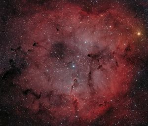 Превью обои туманность, звезды, блеск, красный, темный, космос