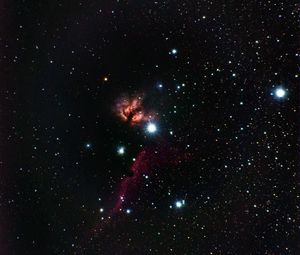 Превью обои туманность, звезды, блики, космос, черный