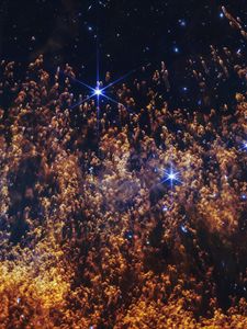 Превью обои туманность, звезды, галактика, частицы, вселенная, космос