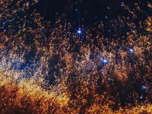 Превью обои туманность, звезды, галактика, частицы, вселенная, космос
