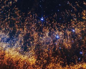 Превью обои туманность, звезды, галактика, частицы, вселенная, космос