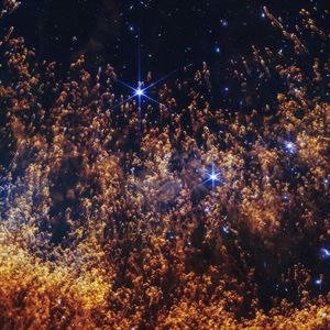 Превью обои туманность, звезды, галактика, частицы, вселенная, космос