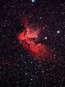 Превью обои туманность, звезды, галактика, красный