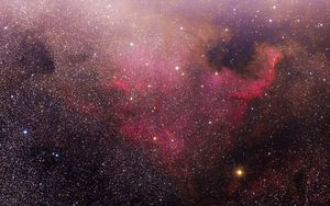 Превью обои туманность, звезды, галактика, космос, розовый