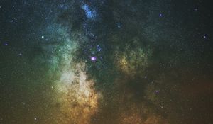 Превью обои туманность, звезды, галактика, разноцветный